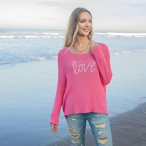 NWT Wooden Ships Key West Love Crew Cotton - Cherry Pastille/Breaker White
